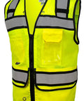 Class 2 High Visibility Safety Vest In Neon Green With Hella Breathable Mesh Back And No Sweat Neck Padding For Heavy Duty Construction Sites Demanding Top Tier ANSI Compliance with reflective strips and pockets.