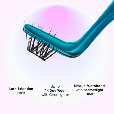 Complete DIY Eyelash Extensions Starter Kit With Bond And Seal, showing precision applicator with microband and lash clusters.