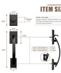 Front Door Lock Set With Double Door Handle And Dummy Exterior Lock Oil Rubbed Bronze Zinc Alloy Universal Reversible Design dimensions