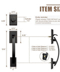 Double Door Lock Set With Deadbolt For Entry Doors In Oil Rubbed Bronze Front Door Handleset And Dummy Exterior Handles item size guide