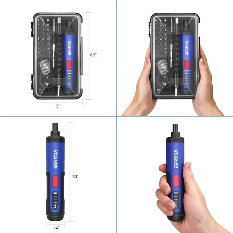 4V Cordless Electric Screwdriver With LED Light 2000mAh USB Rechargeable Battery Adjustable Torque 38 In 1 Bit Set