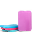 Slim Reusable Gel Ice Packs Set Of 8 BPA Free, featuring colorful ice packs in pink and blue for lunch boxes. Space-saving and flexible.