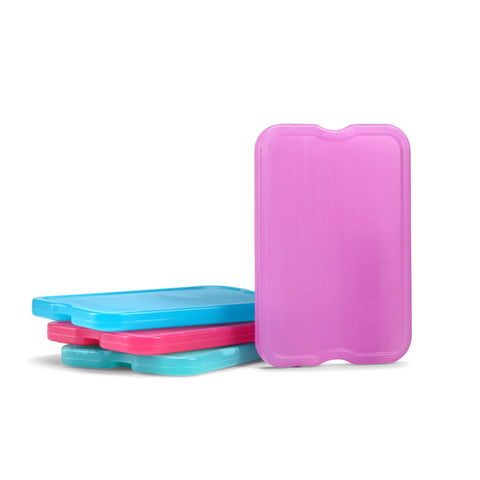 Slim Reusable Gel Ice Packs Set Of 8 BPA Free, featuring colorful ice packs in pink and blue for lunch boxes. Space-saving and flexible.