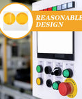 Emergency Stop Sign Stickers For Industrial Machinery 2.44 Inch Self Adhesive Labels 8 Pack displayed on machinery control panel