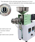 Beefed Up Filament Extruder For ABS PLA PEEK Filaments, Heavy Duty 90W Pressing Machine front view with controls and screw rod