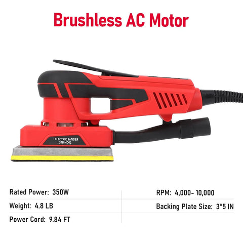 350W Brushless Sheet Sander With 6 Speed Dial Delivers Smooth As Butter Finishing Using Zero Fatigue Grip And Killer Motor Power For Woodworking Carpentry Polishing Projects Plus 12 Pro Grade Sanding Pads Included