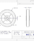 Technical drawing of 8 Inch Badass Heavy Duty Drive Wheel With 3/4 Inch Keyed Aluminum Hub And 500 Pound Load Rating.