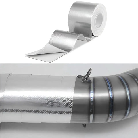 High Temperature Glass Fiber Reflective Heat Barrier Tape With Adhesive Backing for Car Engine Bay, aluminum mylar wrap on pipe
