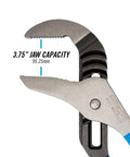 16 Inch Tongue And Groove Pliers With Laser Heat Treated Teeth For A Super Grippy Hold, showing 3.75 inch jaw capacity measurement