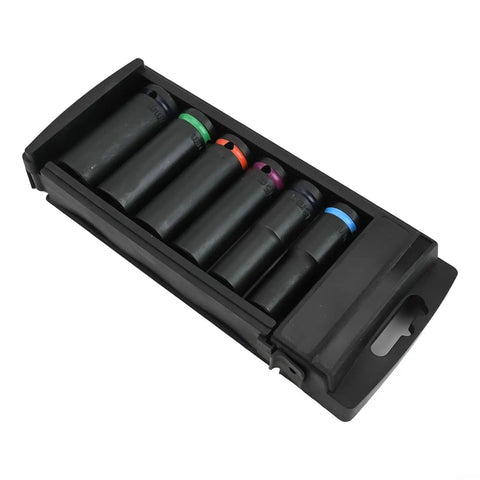 Half Inch Pneumatic Socket Set, 6 Piece Deep Sockets In Chrome Vanadium Steel, 10mm To 21mm, in storage case