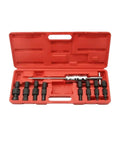 Nine Piece Heavy Duty Inner Bearing Sliding Hammer Puller Tool Kit Has Smart Drawer Storage Fits Mechanics And Car Guys Who Love Keeping It Clean While Ripping Out Stubborn Parts To Keep The Ride Running Like a Dream Every Day. red case