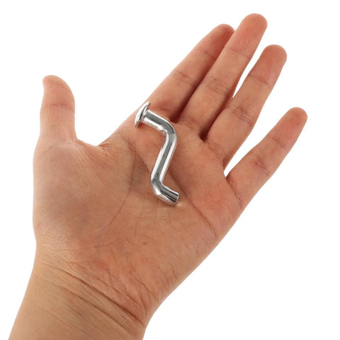 Heavy Duty Metal Pallet Rack Drop Pin Safety Clips for Shelving Systems in hand for scale