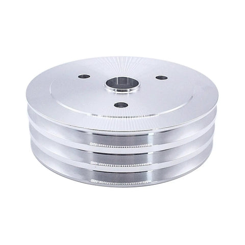 Beefy Chrome Polished Aluminum 3 Groove Crank Pulley Kit for Small Block Chevy SBC 265 283 305 327 350 383 400