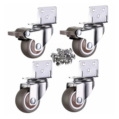 4 Pack Soft Rubber Furniture Casters With Swivel Wheels For Carts And Home Goods Silent Smooth Rolling Stem Mount 2 Brake And 2 Non Brake Great For Cabinets Desks Furniture And DIY Projects with screws