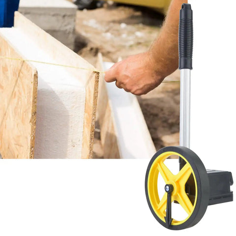LiebeWH Measuring Wheel 0-9999.9m Telescopic Handle 0.5% Accuracy in use measuring distance on construction site.