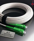 Heavy Duty Beast Grade Sca To Sca Singlemode Fiber Optic Cable Simplex Patch Cord Lszh Rated Jacket Ftth Home Fiber Extender Network Hookup No Hassle Plug Play Smooth Signal Transfer White 10 Meter with green connectors.