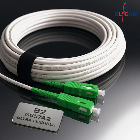 Heavy Duty Beast Grade Sca To Sca Singlemode Fiber Optic Cable Simplex Patch Cord Lszh Rated Jacket Ftth Home Fiber Extender Network Hookup No Hassle Plug Play Smooth Signal Transfer White 10 Meter with green connectors.