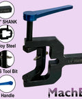 Pro Grade Ball And Radius Turning Tool For Smooth Curves And Spherical Shapes On Bench Top Lathes Works With Brass Aluminum Steel Wood And Plastic One Quarter Inch Center Height shown with alloy steel and HSS tool bit components