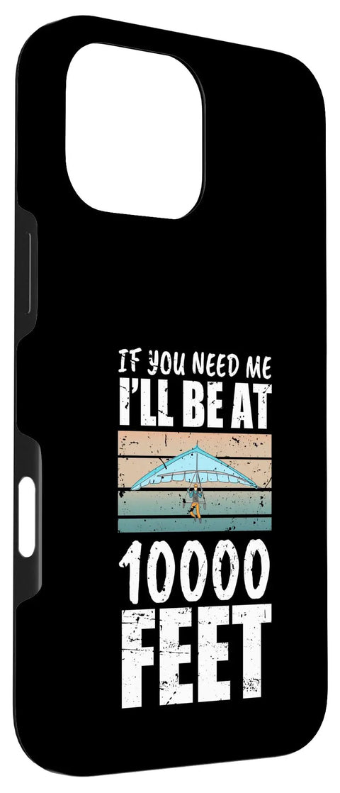 Funny Hang Glider Art Two Piece Protective Case For IPhone 16 Pro Max featuring text and hang glider graphic, side view