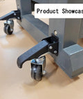Heavy Duty Retractable Casters For Workbenches 4 Pack Stepdown Polyurethane Wheels With Stainless Steel Brackets close-up of foot pedal and caster