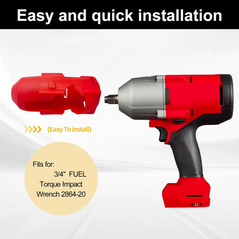 Deawater Impact Protective Boot For Milwaukee 18V M12 FUEL Wrench. Red Part 49-16-2864. Shock Absorbing Grip Pad Keeps Tool Safe And Prevents Scratches On Work Surfaces During Heavy Duty Jobs Great Accessory For Electric Tools