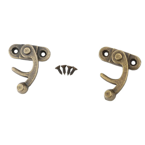 Antique Bronze Arm Clasp Latch With Right Swing Closure, Zinc Alloy Hook Hasp, 32x28mm Lock with screws for installation
