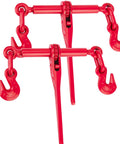 Heavy Duty Tie Down Set: 2 Pack Ratchet Chain Binders for 3/8 to 1/2 Inch Chains, 9200 LBS Working Load Limit shown in red steel
