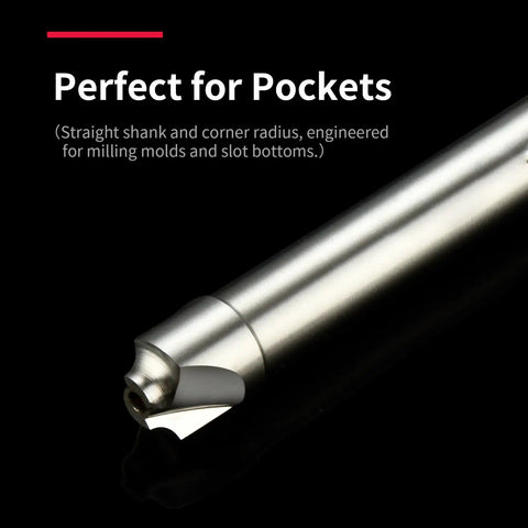 Pro Grade HSS Two Flute Corner Rounding End Mill Cutter With Straight Shank For Mold Milling Radius close-up view