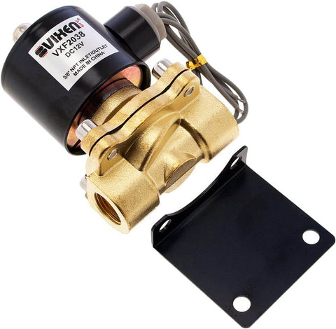 Three Eighths Inch NPT Air Ride Suspension High Flow Normally Closed Electric Solenoid Valve 12V Up To 210 PSI displayed with mounting bracket