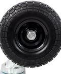 Close-up of 10 Inch Dual Wheel Swivel Caster with Flat Free Pu Foam Tires, highlighting tread pattern and plate mount.