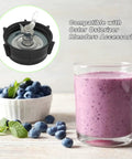 Replacement Beefed Up Ice Crusher Blade Kit With Jar Base Cap shown with blueberry smoothie and bowl of blueberries