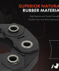 A-Premium drive shaft flex joint/propshaft coupling, black rubber housing with metal bushings (close-up)