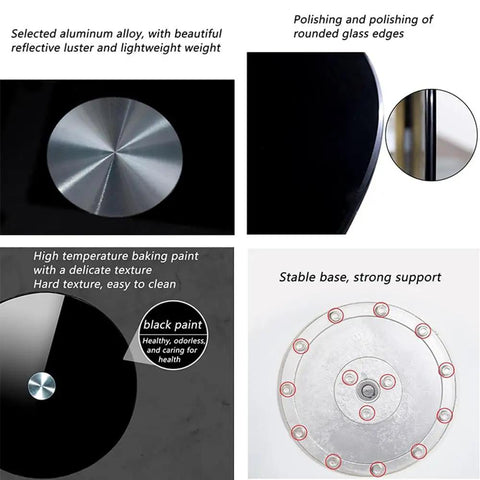 Heavy Duty Rotating Glass Lazy Susan Tray For Dining Tables And Kitchens, aluminum alloy, polished glass edges, stable base