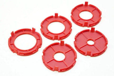 Premium Router Table Insert Ring Set With Five Zero Clearance Inserts For Dead Nuts Alignment And Slick Routing red plastic rings