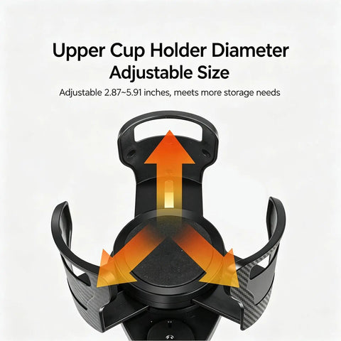 Universal Adjustable Car Cup Holder Expander Insert Base with adjustable diameter of 2.87 to 5.91 inches for large mugs.