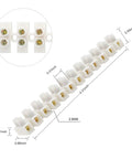 7 Piece 12 Position Dual Row Terminal Block Set For Electrical Wiring 10A 380V Barrier Strip Connector with dimensions diagram.