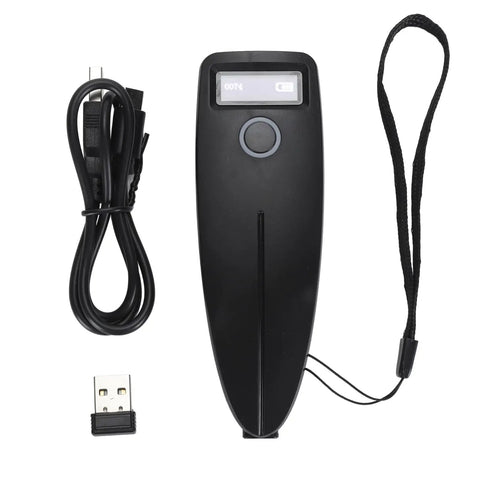 Portable 2D Barcode Scanner Mini Reader With Wireless 2.4G USB Modes For Retail Inventory, black with USB and cord, ABS housing
