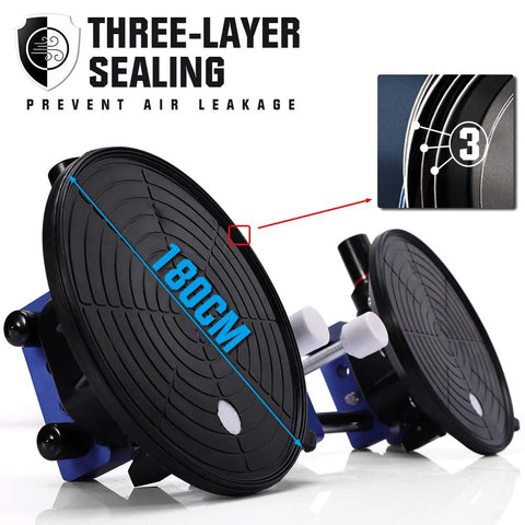 Front view of two-pack seam setter with 7-inch black vacuum suction cups for countertop seam joining