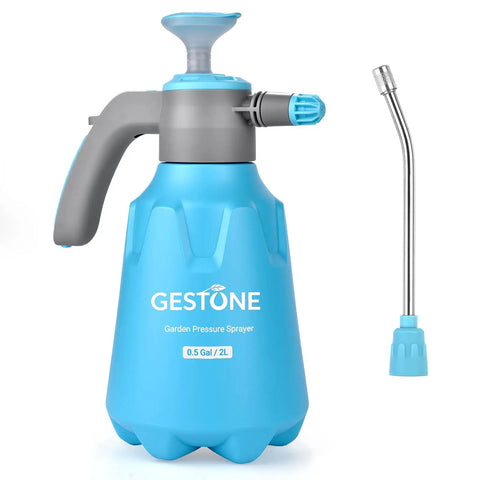Hand Pump Sprayer 1/2 Gallon Leak Proof Water Mister With Adjustable Nozzle Extended Spray Rod Safety Valve And One Button Lock