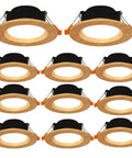 JUDYSSY 11Pack Wood Color Round Recessed Downlight retrofit LED Recessed Lighting LED Recessed Lighting Kits 5W,7W in a close view.