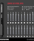 Mini Electric Screwdriver Set With 0.5 Nm Torque And 20 Precision S2 Steel Bits Featuring Bright Led Work Light And Magnetic Tray for gadget repairs with steel bits layout.