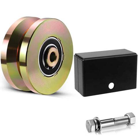4 Inch Sliding Gate Roller Wheel With V Groove And Welded Bracket Heavy Duty Solid Double Bearing Gate Wheel 3000 Lbs Capacity