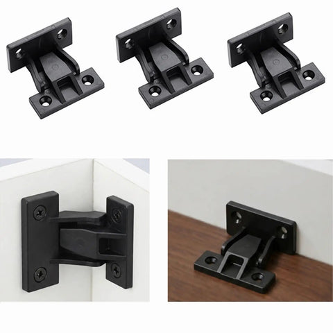 Solid As A Rock 12 Pack Panel Clip Connectors showing black ABS fasteners for hidden cabinet and furniture mounting.