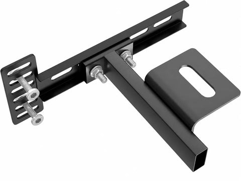 Heavy Duty Headboard Brackets For Metal Bed Frame Adjustable Mounting Hardware With Footboard Extension Kit Universal Fit Twin Full Queen King Matte Black angled view with bolts and steel design.