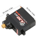 Top Shelf RC Digital Servo Kit With 4.3g Torque Reinforced Metal Gears And Quick Response Coreless Motor Upgrade For One Twenty Four Scale Builds, dimensions shown.