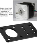 Two-piece NEMA 17 motor mounting plate and motor, black anodized aluminum, 3D printer accessory
