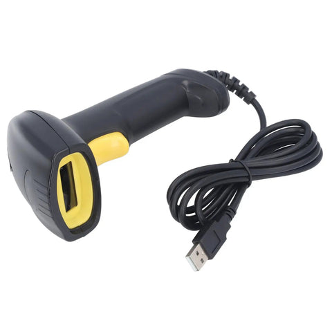 Wired Handheld Bar Code Scanner With High Resolution CMOS Image Sensor, USB Plug And Play, Sturdy ABS Build, coiled USB cable visible
