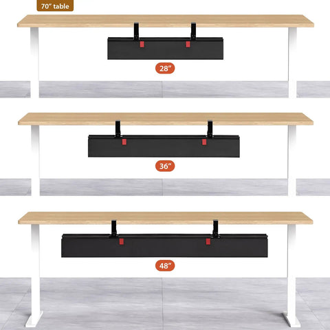 36 Inch Under Desk Cable Management Tray With Clamp And Screws, Large Fabric Cord Organizer, three sizes under a 70-inch table