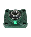 1 Inch Bore Flange Mounted Bearing Unit With 4 Bolt Base And Flanged Spherical Outer Race For Precise 1 Inch Shaft Fit, green housing