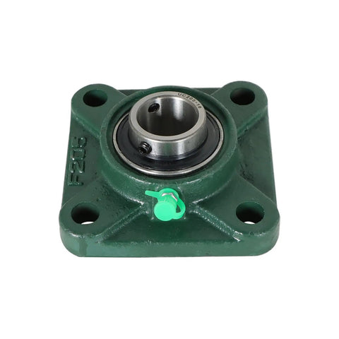 1 Inch Bore Flange Mounted Bearing Unit With 4 Bolt Base And Flanged Spherical Outer Race For Precise 1 Inch Shaft Fit, green housing